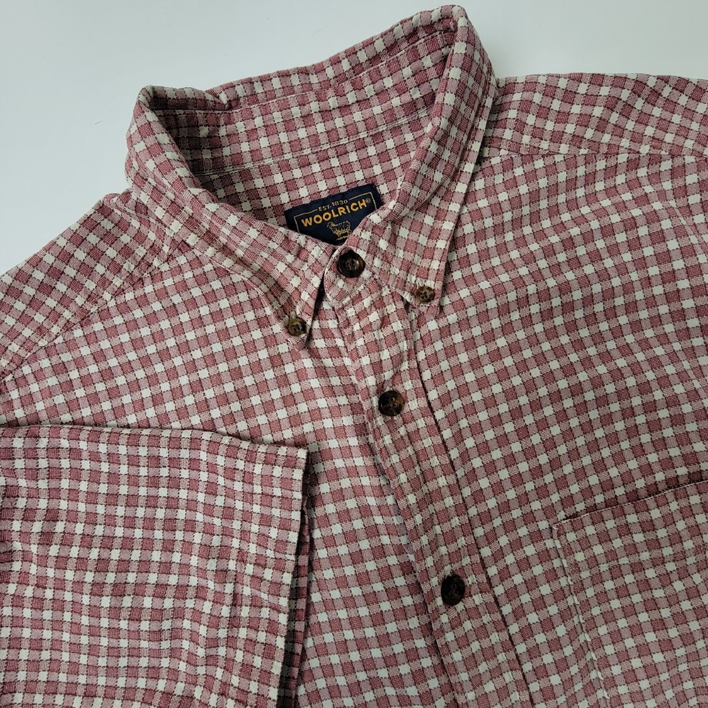 Vintage Woolrich Shirt Mens Large Check Pocket Short Sleeve Button Down